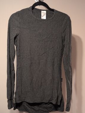 Free Label Heather Charcoal Long Sleeve Crewneck Top - Cutout Back Detail